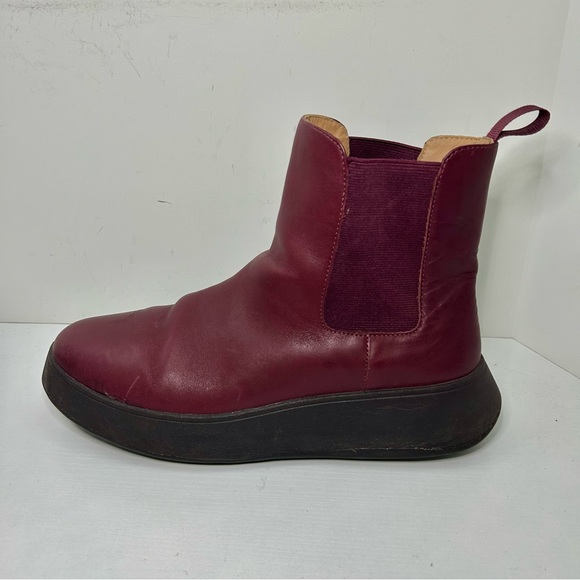 Fitflop F-Mode Plummy Purple Leather Platform Ankle Chelsea Boots Size 10 - Picture 12 of 16